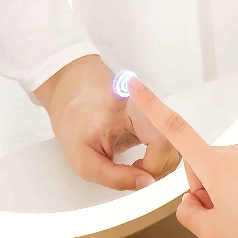 北欧スタイル LED メイクアップミラー ライト付き、調節可能なガラス面、ドレッシングテーブルスタンド付き壁掛けバニティミラー、塗装仕上げ、アイアンフレーム、DC電源、37V以下、寝室と寮の装飾用