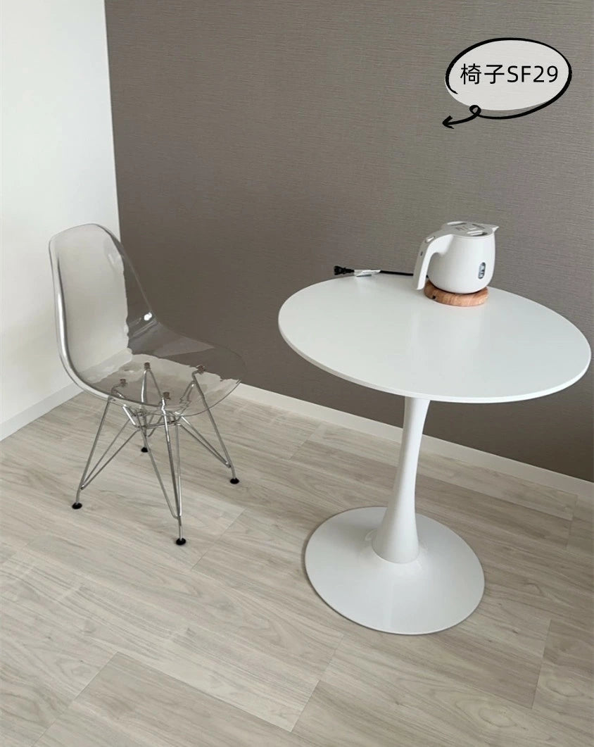 ダイニングテーブル おしゃれ テーブル 60cm カフェテーブル 一人暮らし 机 韓国 風 一本脚 コンパクト 1人用 2人用 小さめ カフェ風 組み立て簡単 お手入れ簡単 円形 スチール MDF ホワイト 省スペース コンパクト 2人用 3人用 おしゃれ tbl006