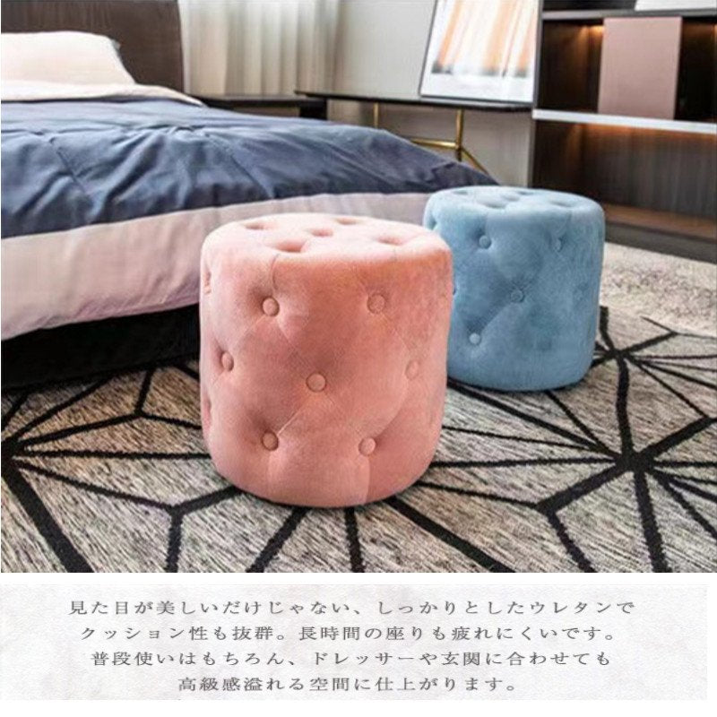 スツール　椅子 おしゃれ イス 丸 ベロア スチール　ベロア調 光沢 上品 高級感 椅子 SF08　アンティーク調 存在感 かわいい おしゃれ 北欧 オットマン カフェ ドレッサースツール クラシック　SF08